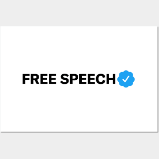 Free Speech Funny Sarcastic Parody Blue Check Badge Verification Gift Posters and Art